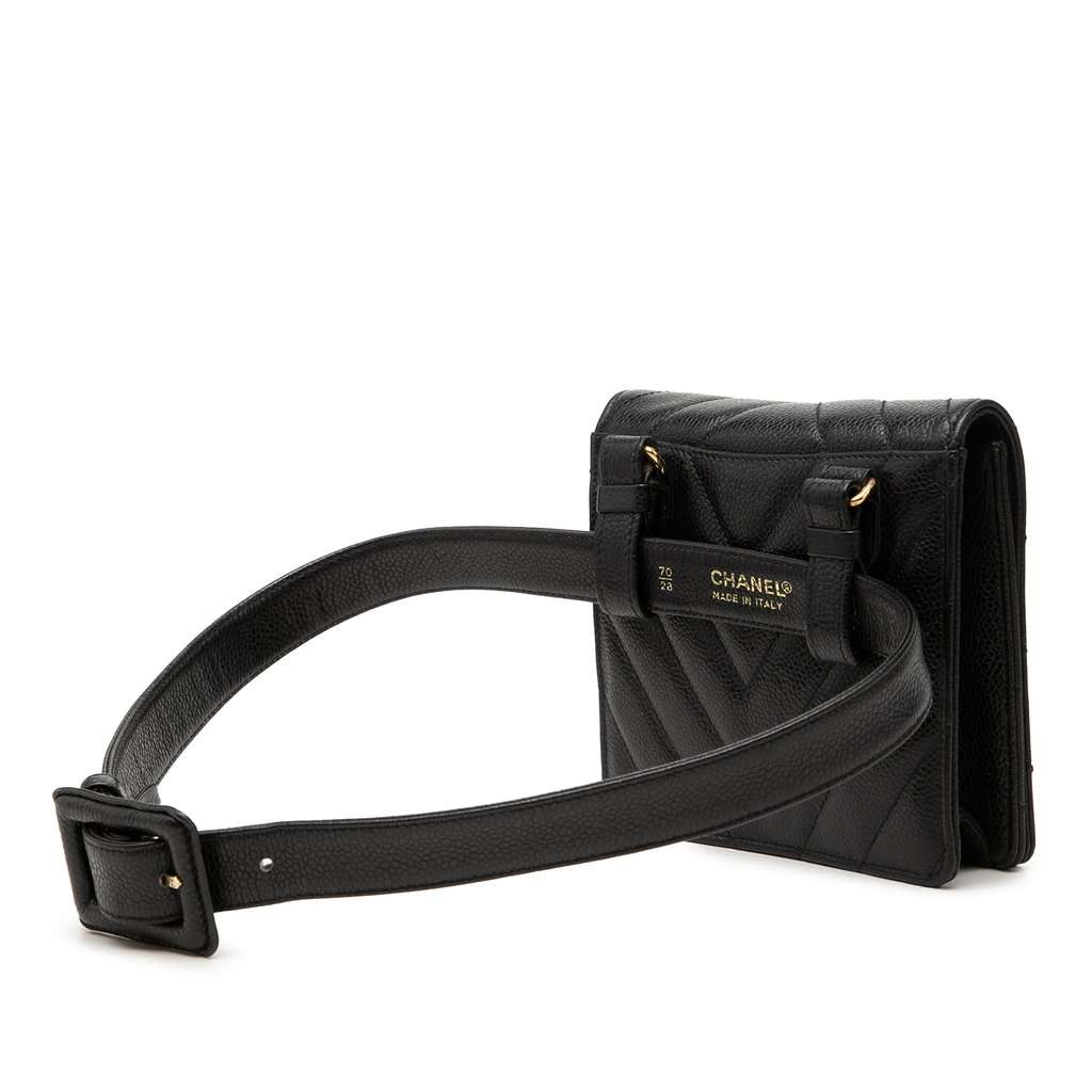 Chanel CC Chevron Caviar Belt Bag Black Leather Very good - Back View