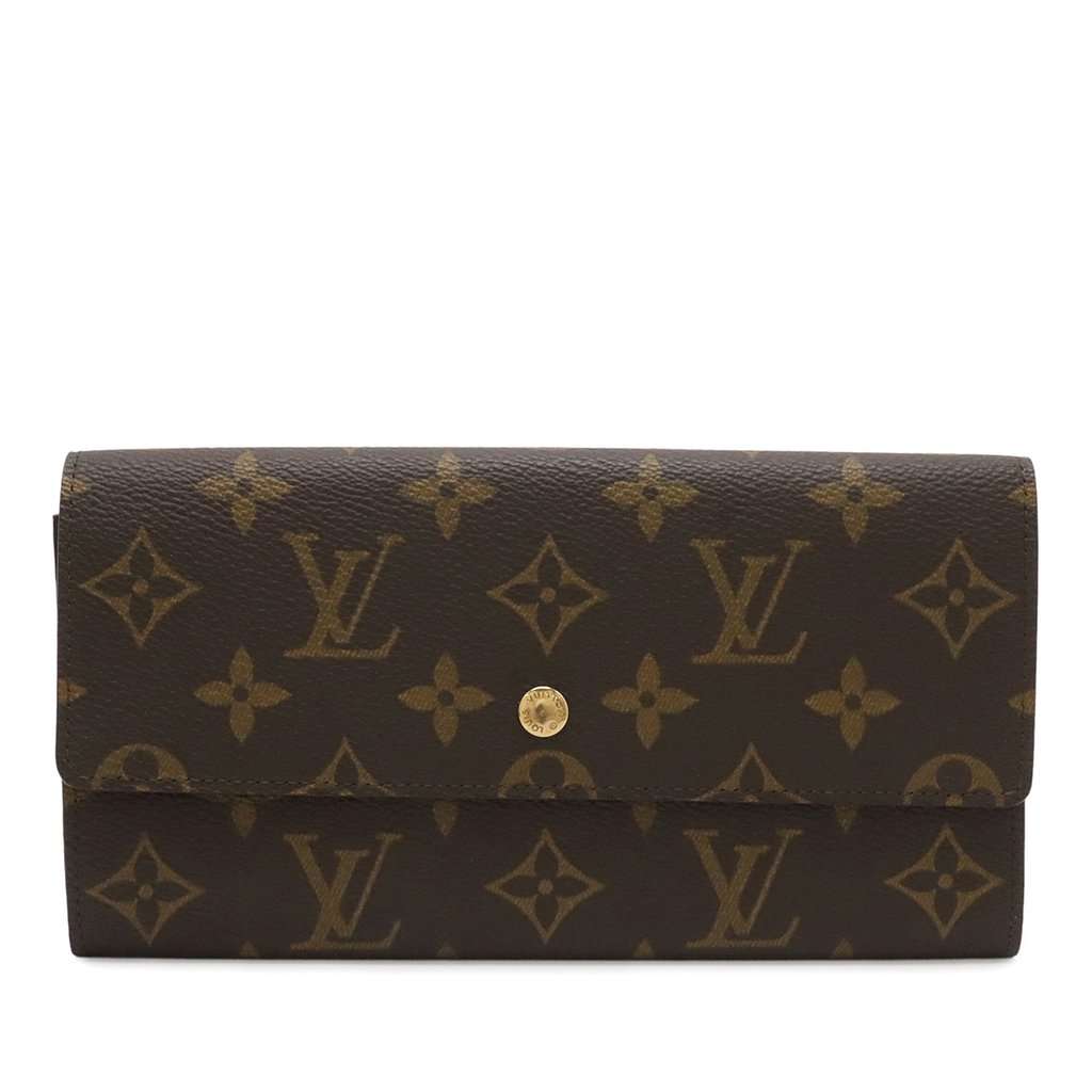Louis Vuitton Monogram Porte Monnaie Credit Long Wallet Brown Very good - Front View