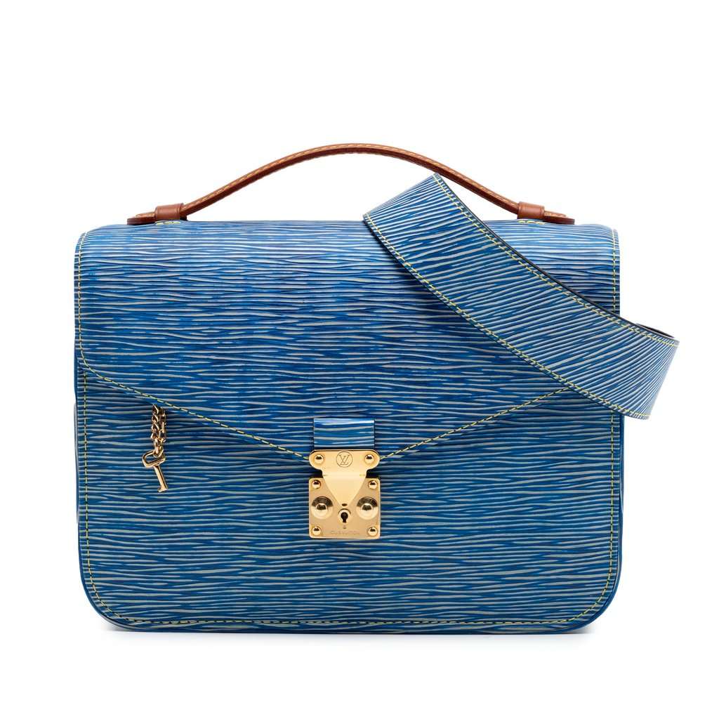 Louis Vuitton Epi Denim and Reverse Monogram Pochette Metis Blue Leather Very good condition - Front View