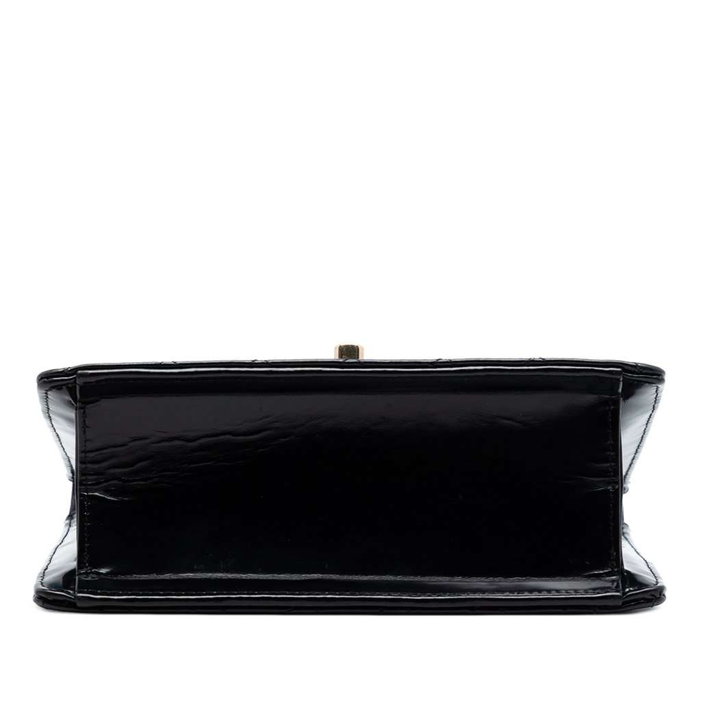 Chanel CC Quilted Patent Square Flap Black Leather Very good condition - Inside View