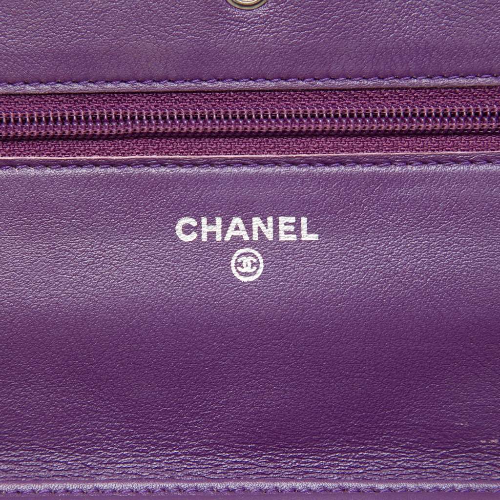 Chanel CC Quilted Patent Brilliant Wallet On Chain Red Leather Very good condition - Box View