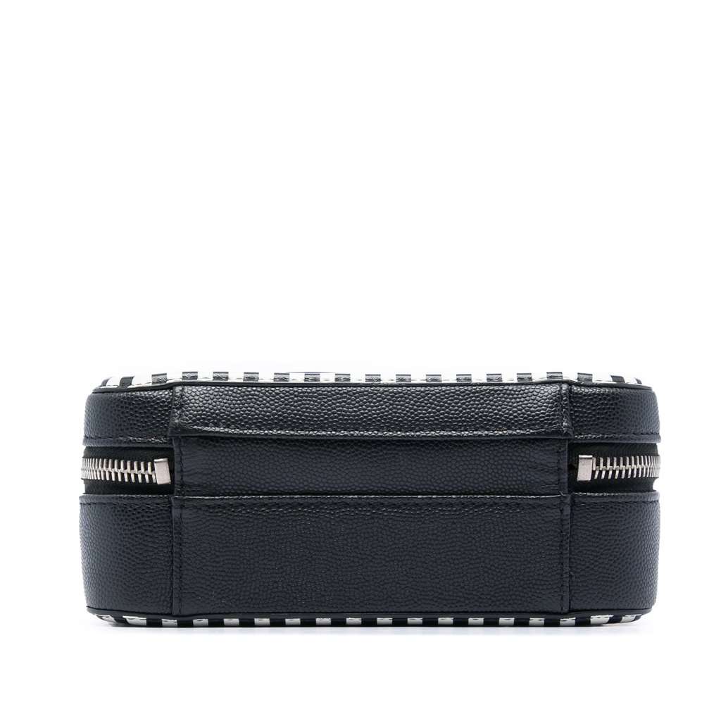 Chanel Small Caviar Striped CC Filigree Vanity Case Black Leather Very good condition - Inside View