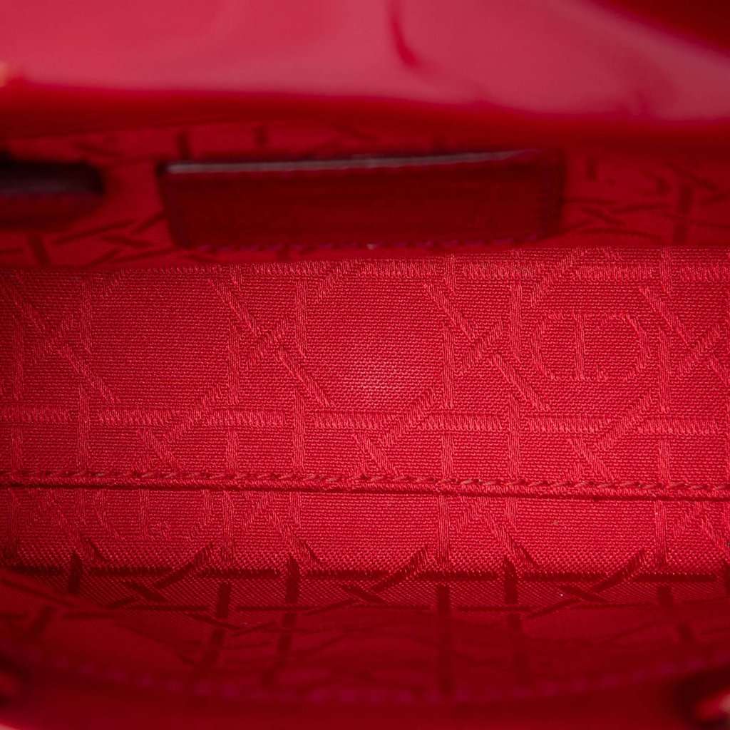 Dior Mini Patent Cannage Lady Dior Red Leather Very good condition - Box View