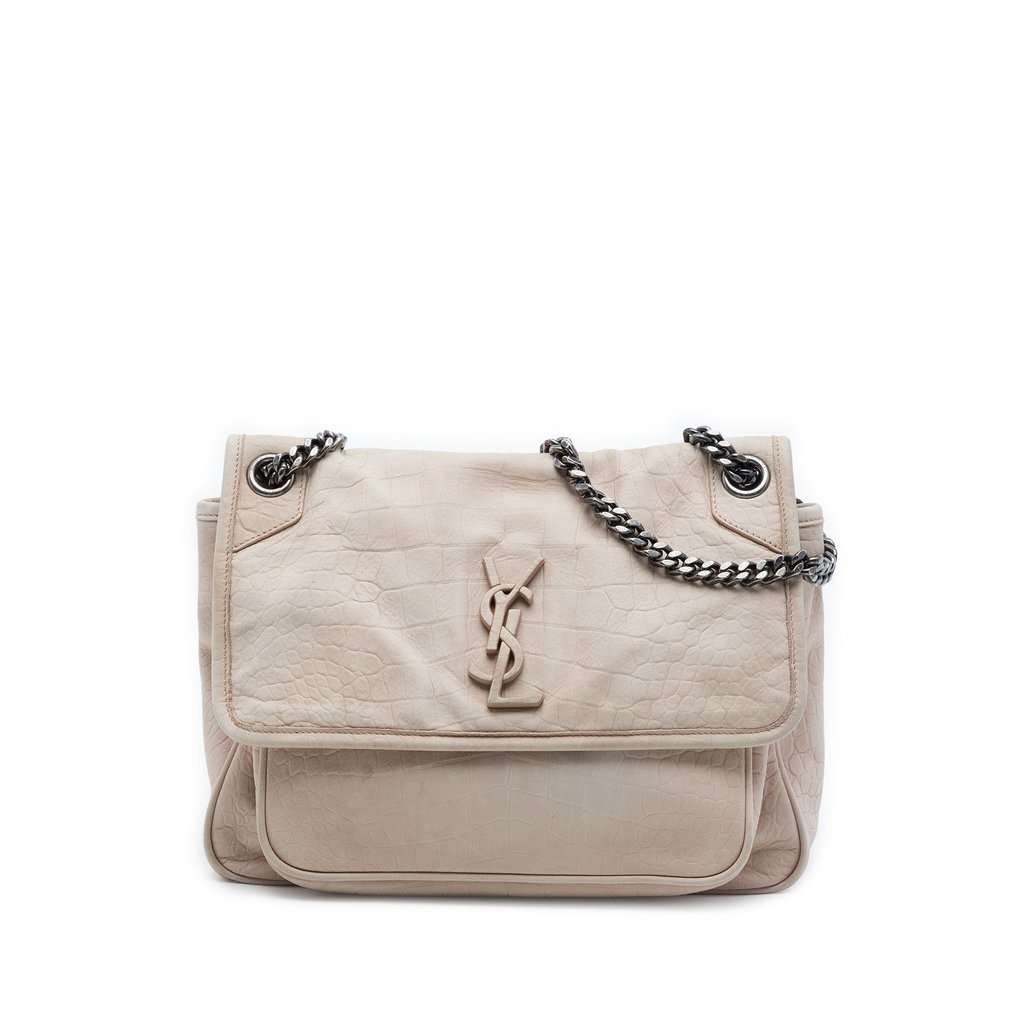 Saint Laurent Medium Croc Embossed Nubuck Niki Brown Leather Very good - Front View