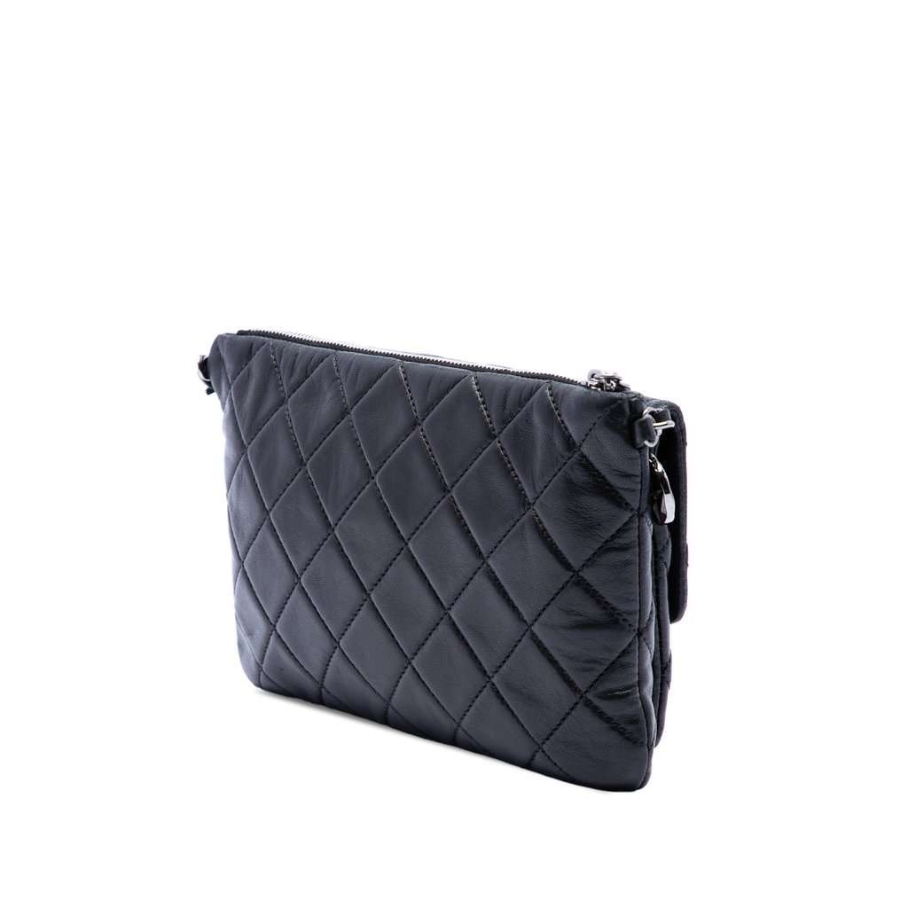 Chanel CC Quilted Lambskin Mineral Nights Flap Black Leather Very good condition - Back View