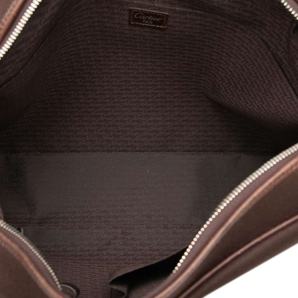 Cartier Leather and Canvas Santos Messenger Bag Brown Leather Very good - Model View