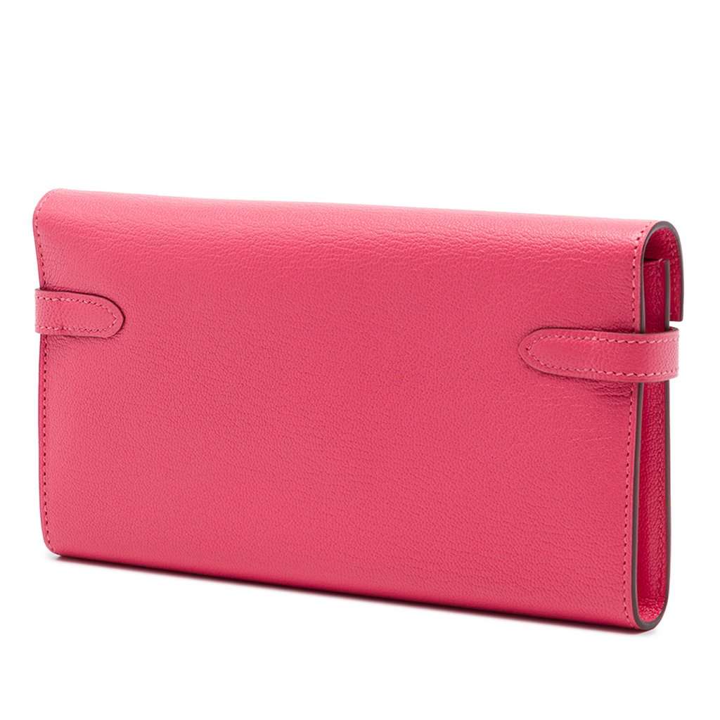 Hermès Chevre Mysore Kelly Longue Wallet Pink Leather Very good - Back View