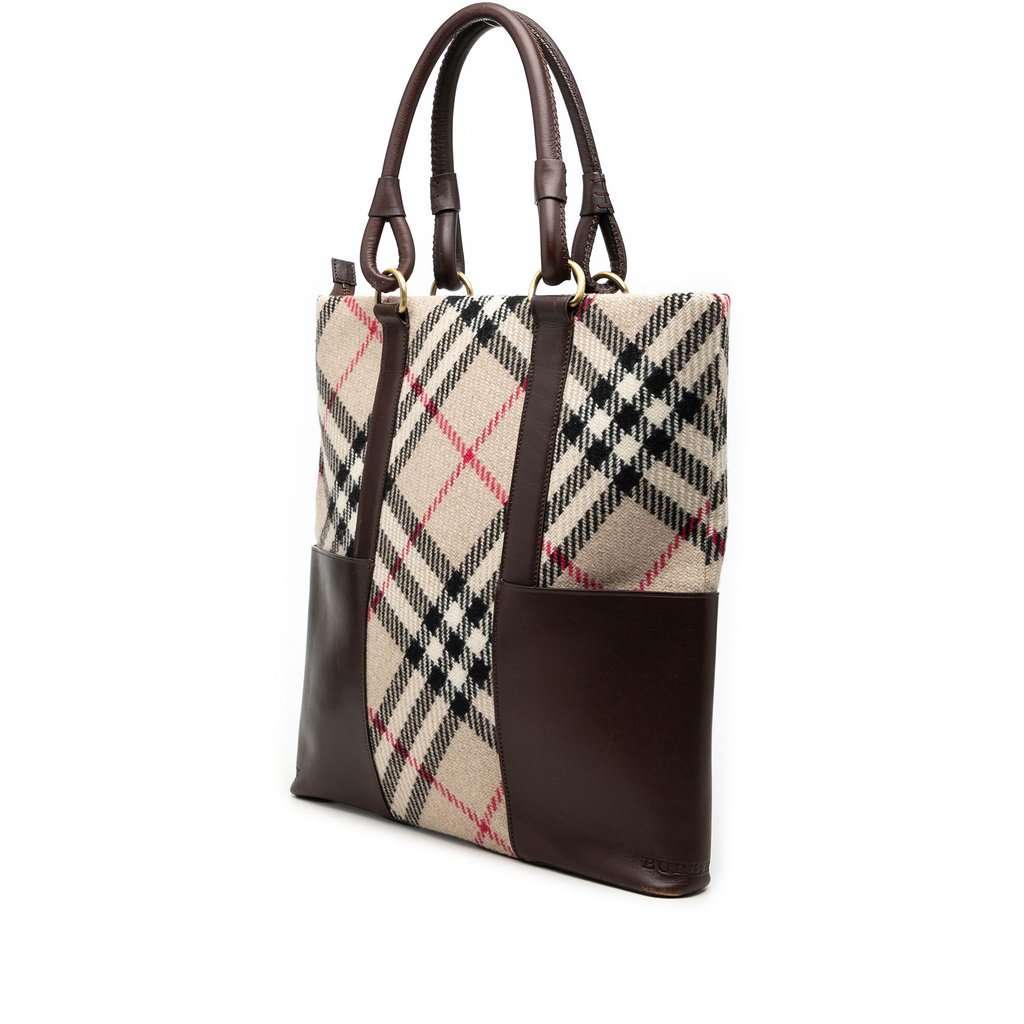 Burberry Supernova Check Wool Tote Beige Very good condition - Back View