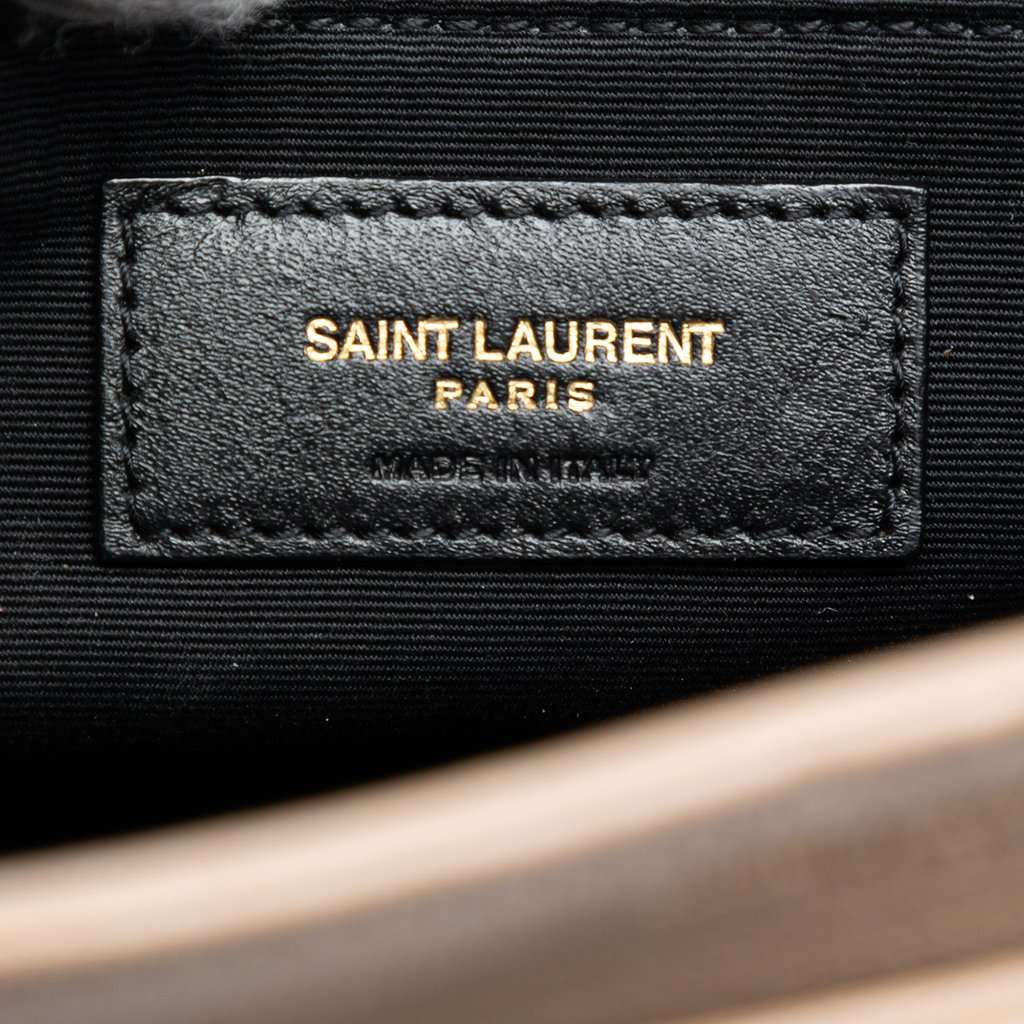 Saint Laurent Mini Quilted Lambskin Becky Chain Shoulder Bag Beige Leather Very good condition - Box View