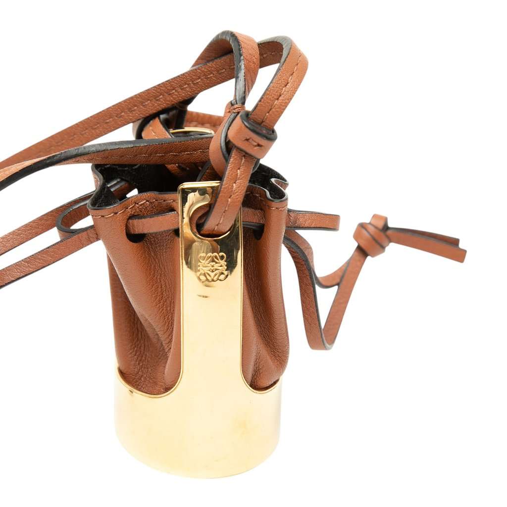 Loewe Leather Balloon Bag Pendant Necklace Brown Leather Very good condition - Box View