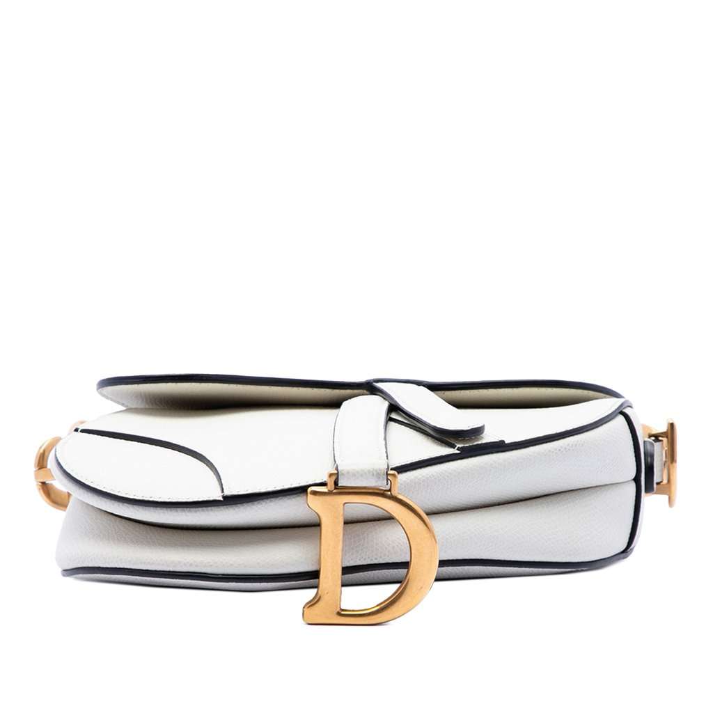 Dior Mini Grained Calfskin Saddle Bag White Leather Very good condition - Inside View