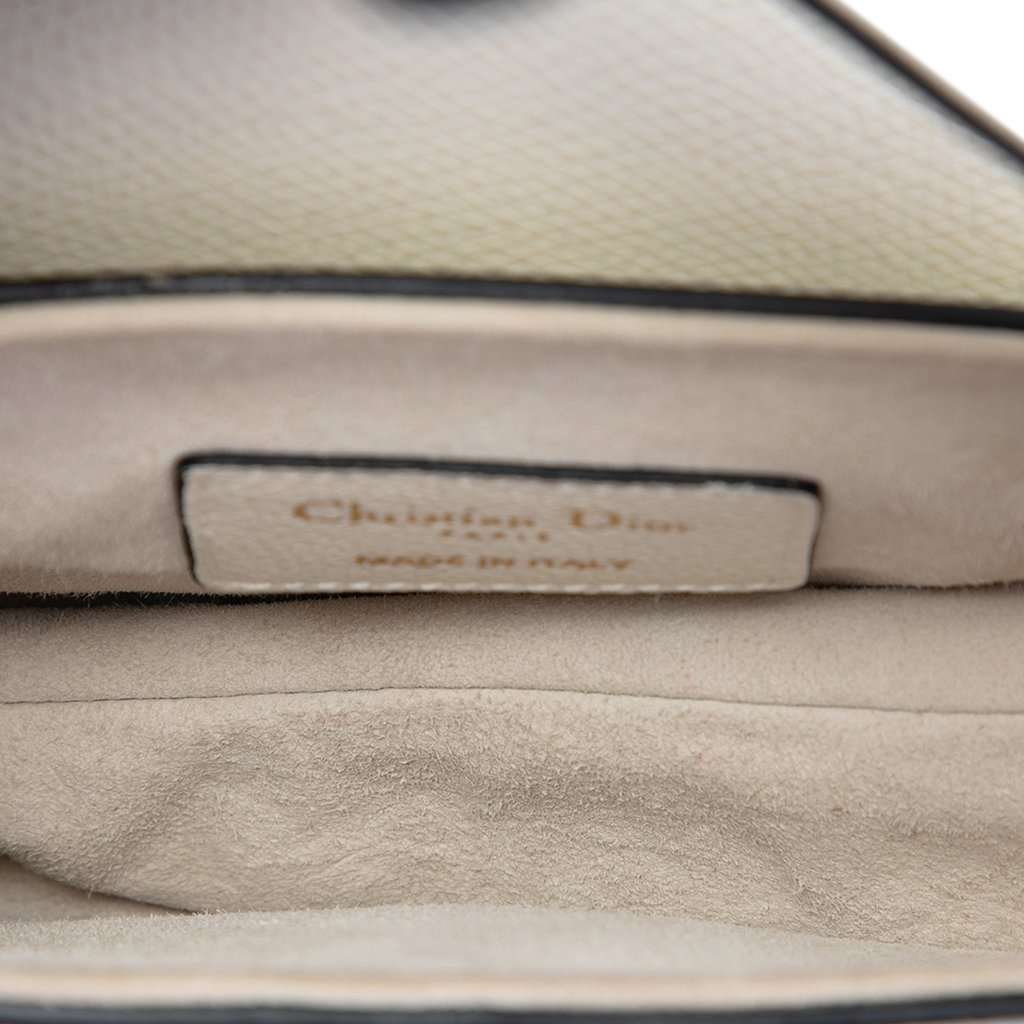 Dior Mini Grained Calfskin Saddle Bag White Leather Very good condition - Model View