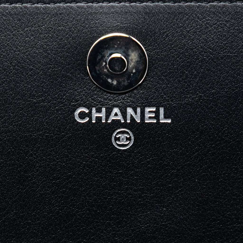 Chanel CC Patent Strass Embellished Wallet On Chain Black Leather Very good condition - Box View