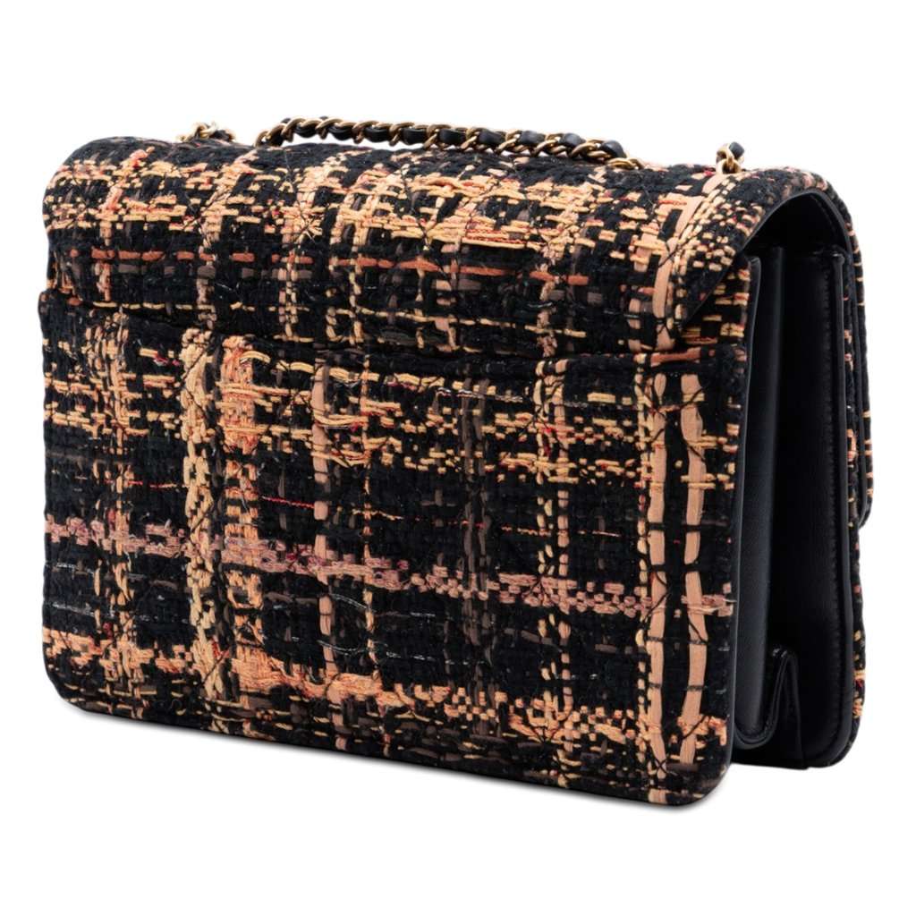 Chanel Medium Quilted Tweed Beauty Lock Flap Black Very good condition - Back View