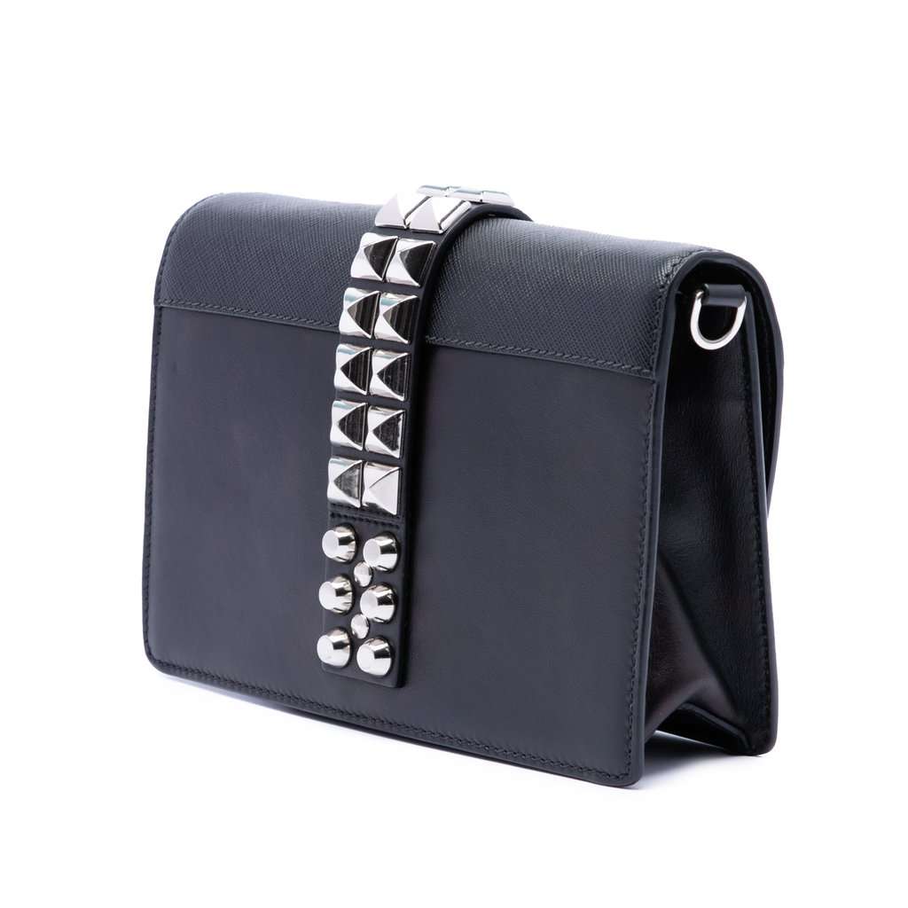 Prada City Calfskin and Saffiano Studded Elektra Crossbody Black Leather Very good condition - Back View