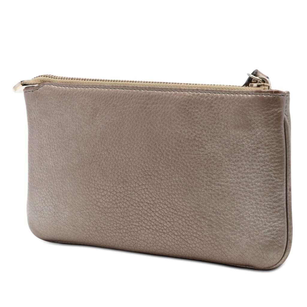 Gucci Metallic Calfskin Soho Wristlet Pouch Brown Leather Very good condition - Back View