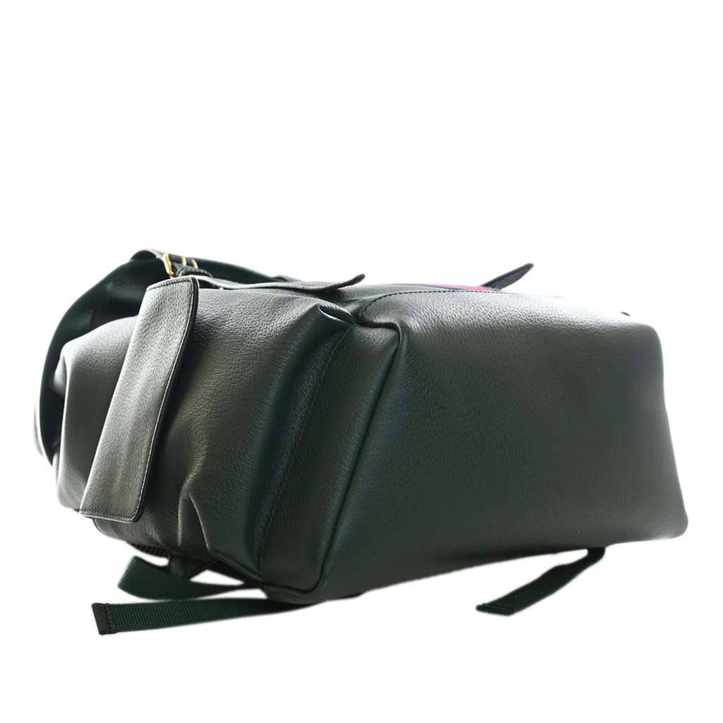 Gucci Large Calfskin Web Ophidia Backpack Green Leather Very good - Box View