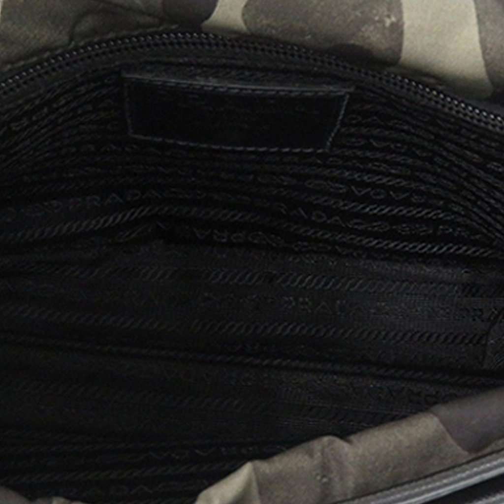 Prada Saffiano Trimmed Tessuto Camouflage Double Buckle Messenger Bag Brown Very good - Model View