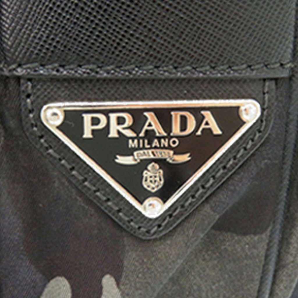 Prada Saffiano Trimmed Tessuto Camouflage Double Buckle Messenger Bag Brown Very good - Box View