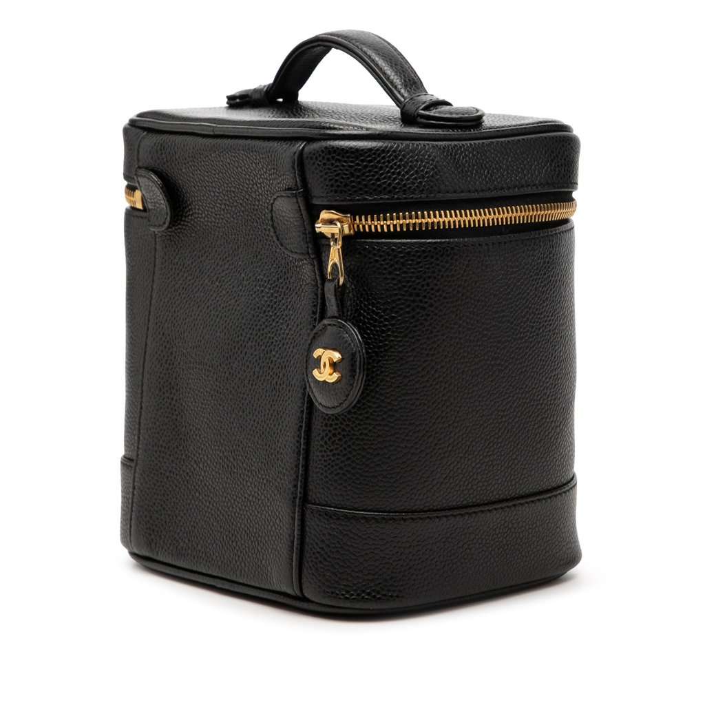 Chanel CC Caviar Vanity Bag Black Leather Very good condition - Back View