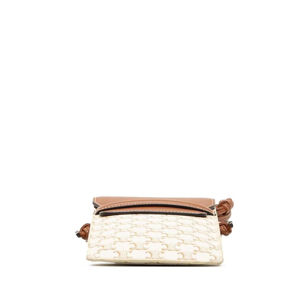 Celine Triomphe Coated Canvas Phone Pouch Flap Crossbody White Very good - Inside View