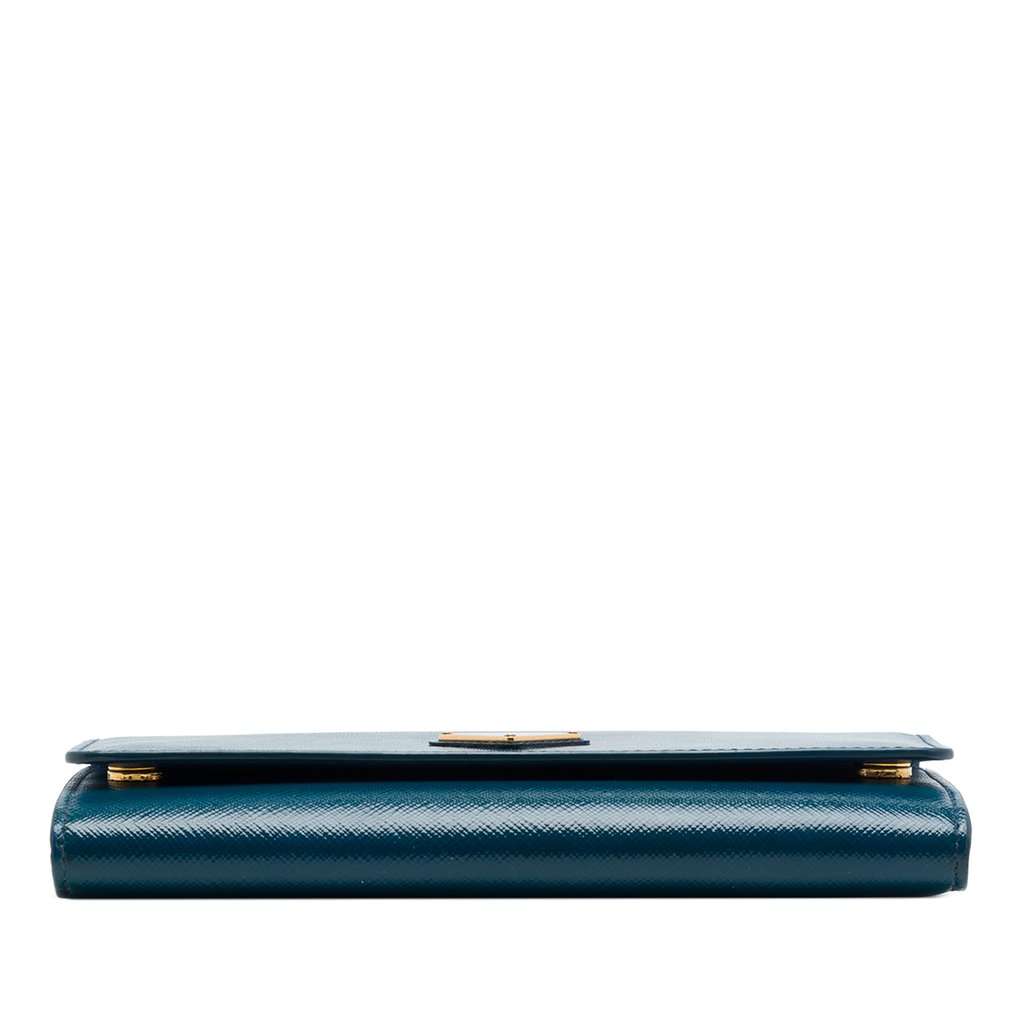 Prada Saffiano Lux Wallet On Chain Blue Leather Very good - Inside View