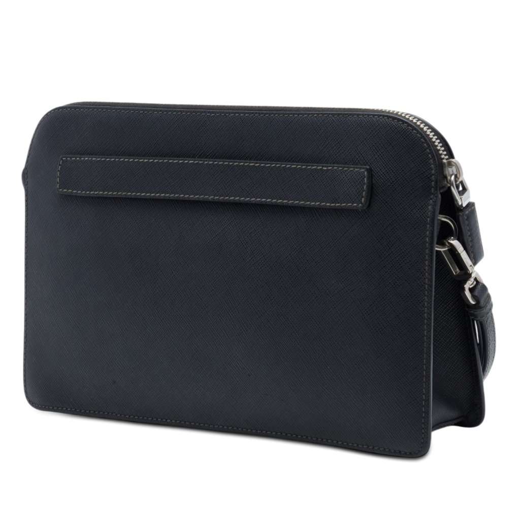 Prada Saffiano Clutch Black Leather Very good - Back View