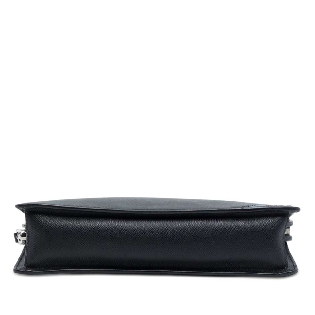 Prada Saffiano Clutch Black Leather Very good - Inside View
