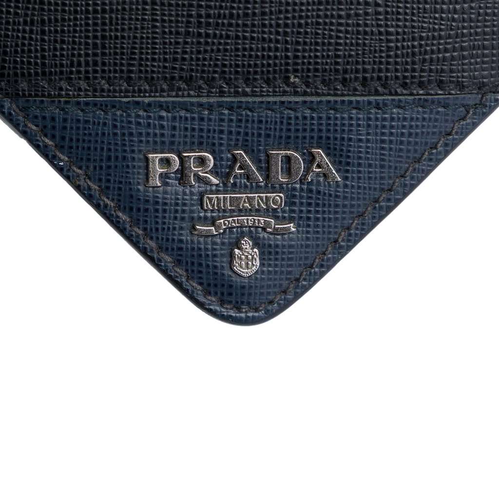 Prada Saffiano Clutch Black Leather Very good - Box View