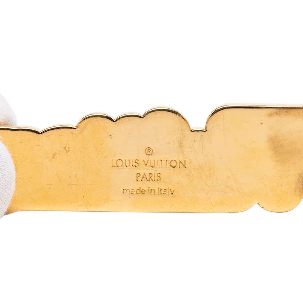 Louis Vuitton Gold Plated Enamel Logo New Wave Bag Charm and Key Holder Gold Metal Very good - Inside View