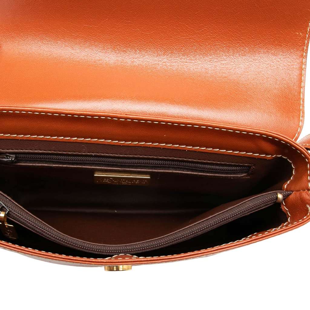 Saint Laurent Calfskin Y Cut Out Shoulder Bag Brown Leather Very good - Model View