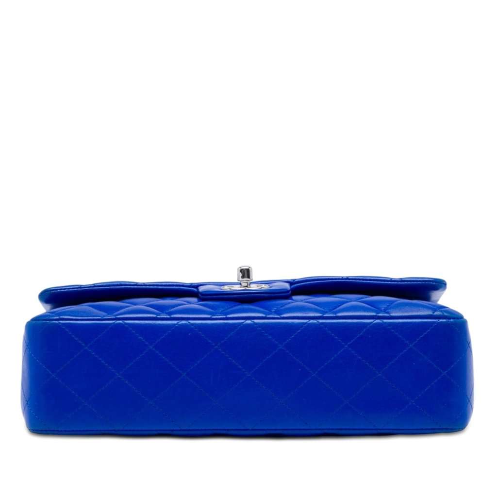 Chanel Medium Classic Lambskin Double Flap Blue Leather Very good condition - Inside View
