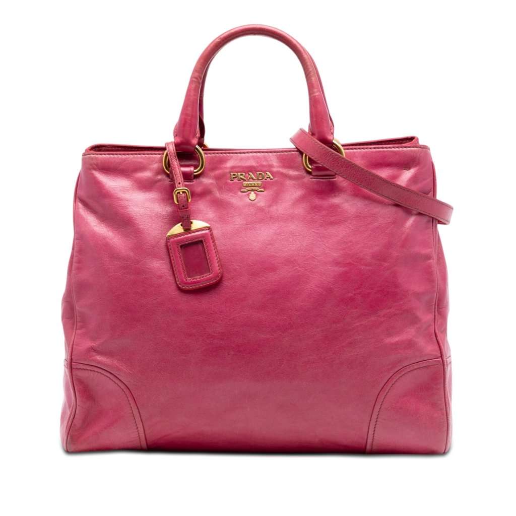 Prada Vitello Shine Satchel Pink Leather Very good condition - Front View