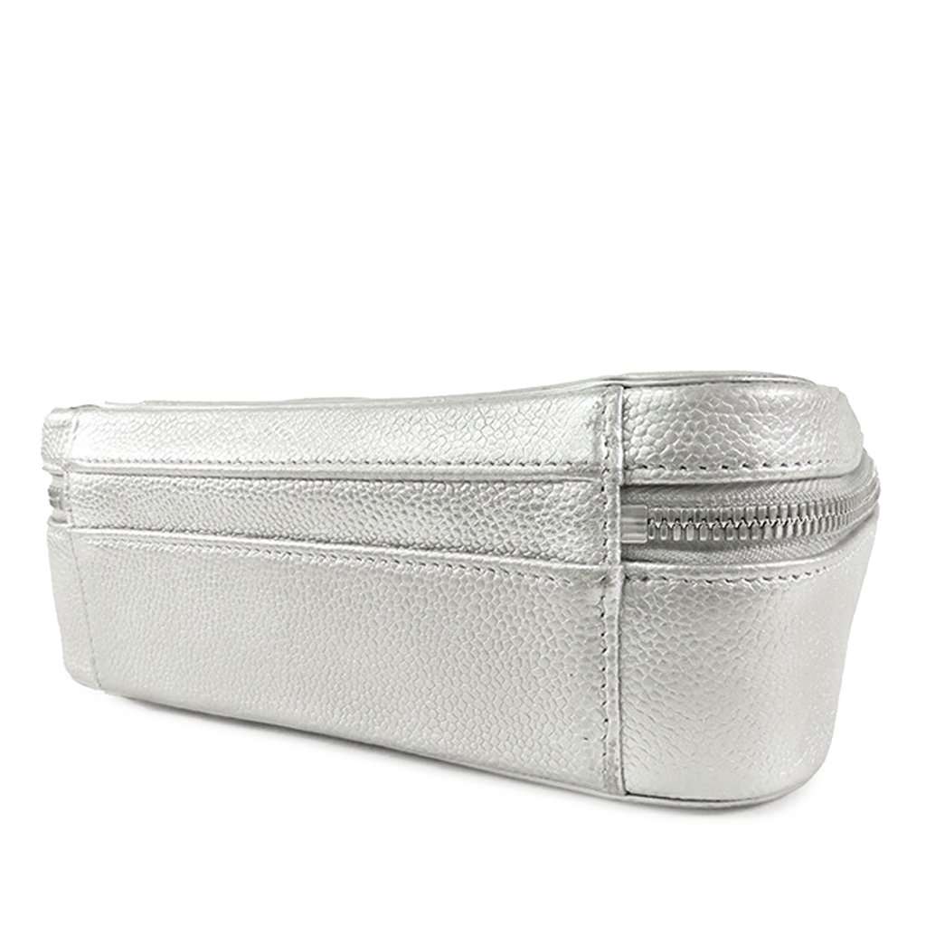 Chanel Medium Caviar CC Filigree Vanity Case Silver Leather Very good condition - Inside View