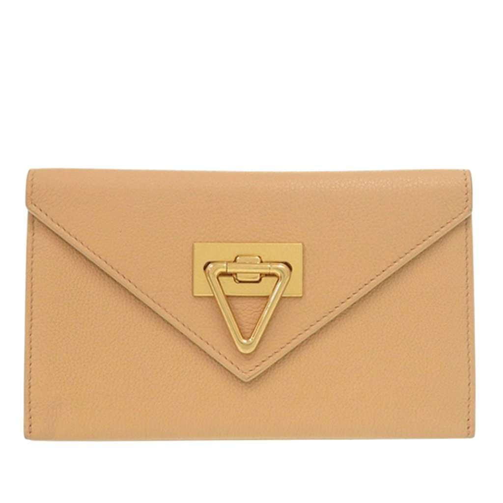 Bottega Veneta Grained Leather Flap Wallet Beige Leather Very good condition - Front View