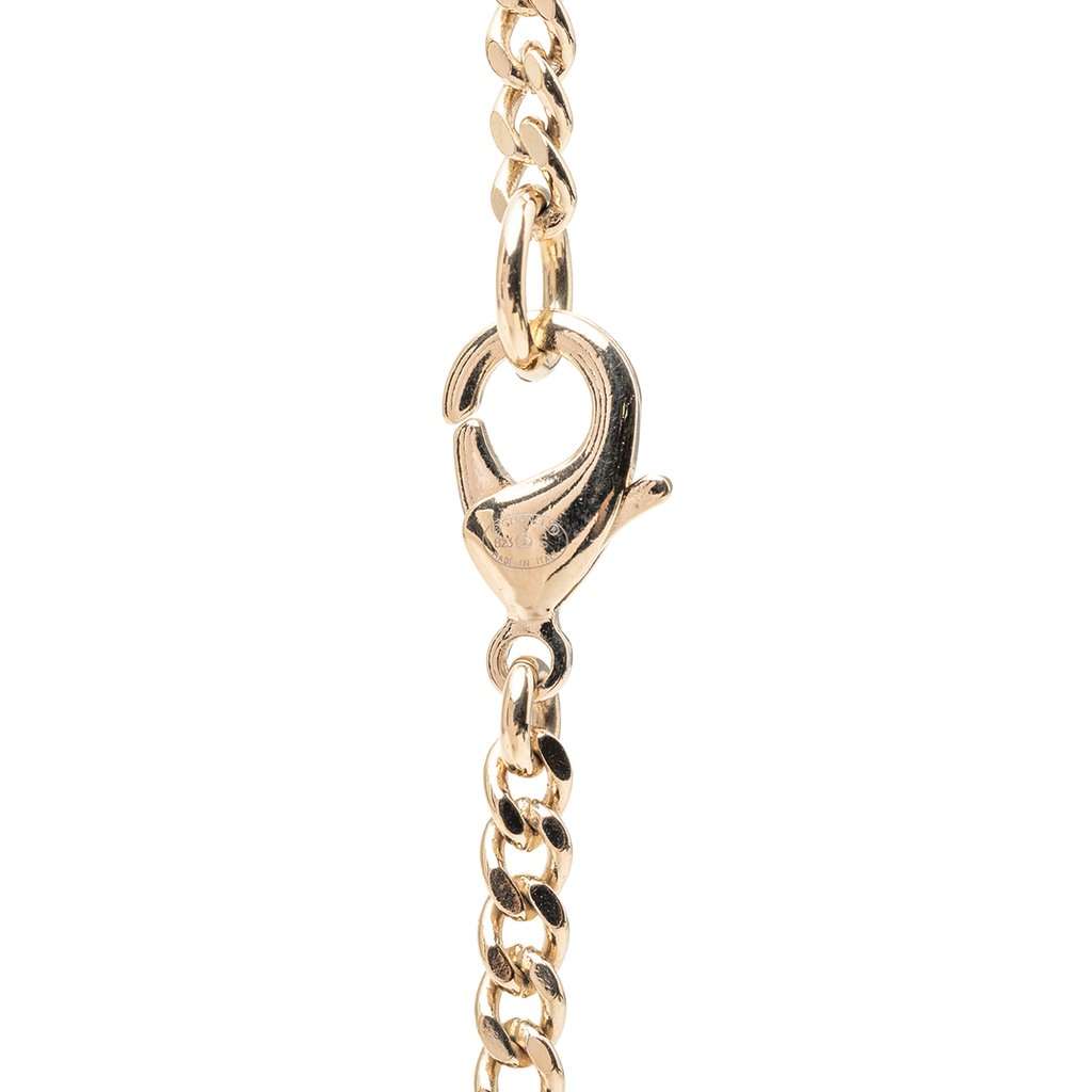 Chanel CC Gold Plated Strass and Faux Pearl Flower Pendant Necklace Gold Metal Very good - Inside View