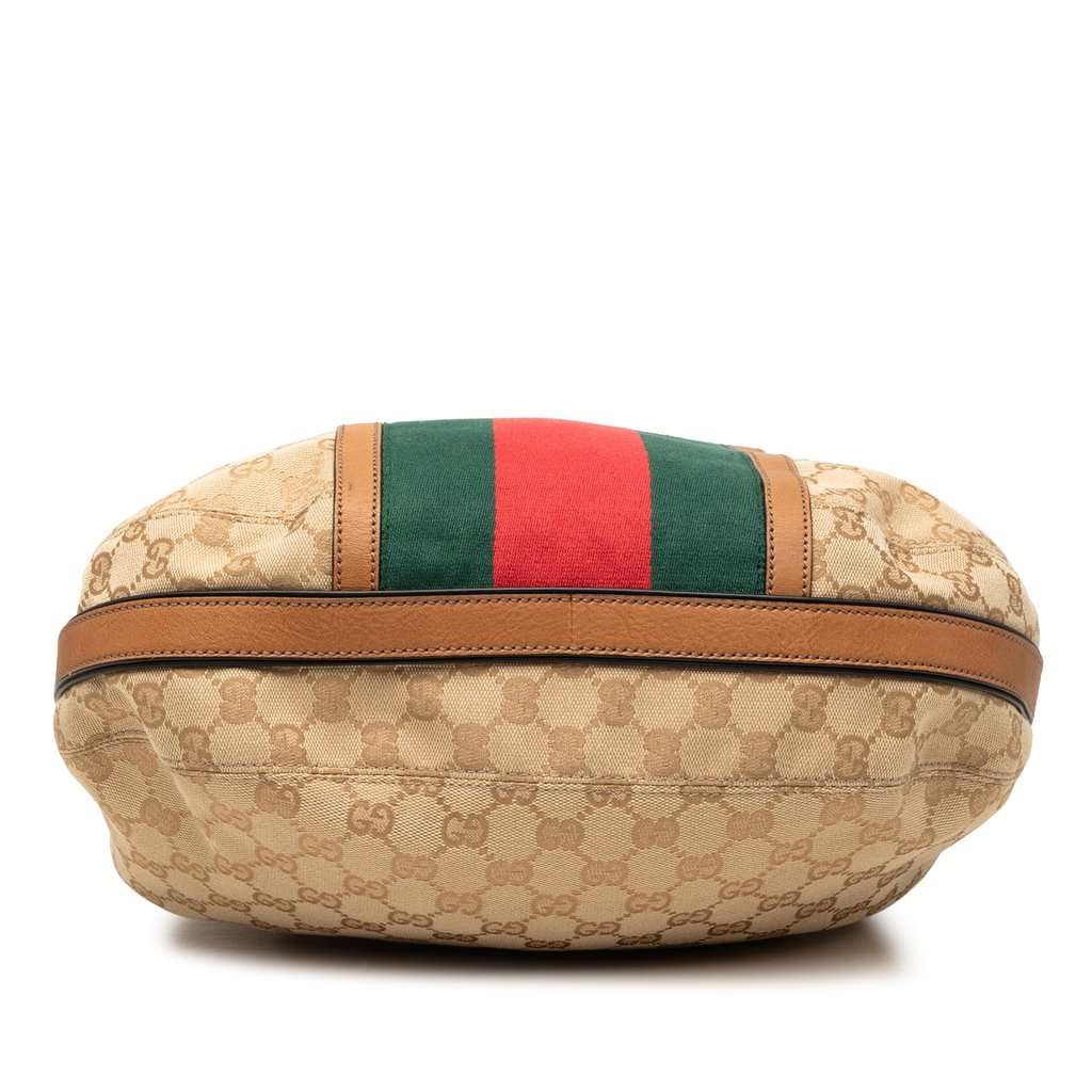 Gucci GG Canvas Web Rania Drawstring Hobo Beige Very good condition - Inside View