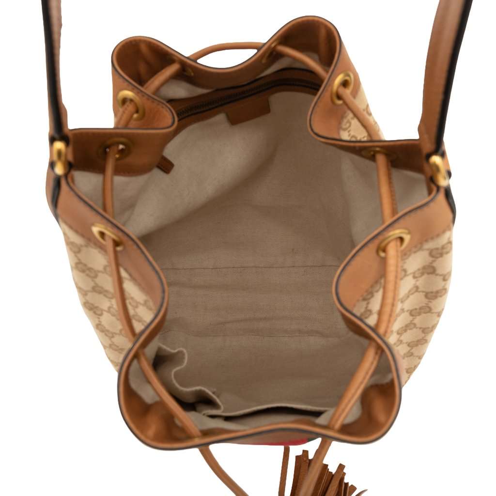 Gucci GG Canvas Web Rania Drawstring Hobo Beige Very good condition - Model View