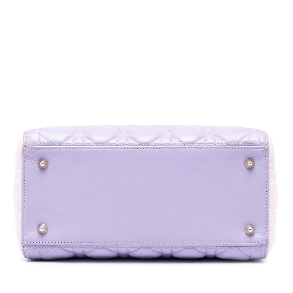 Dior Medium Tricolor Lambskin Cannage Lady Dior Purple Leather Very good condition - Inside View