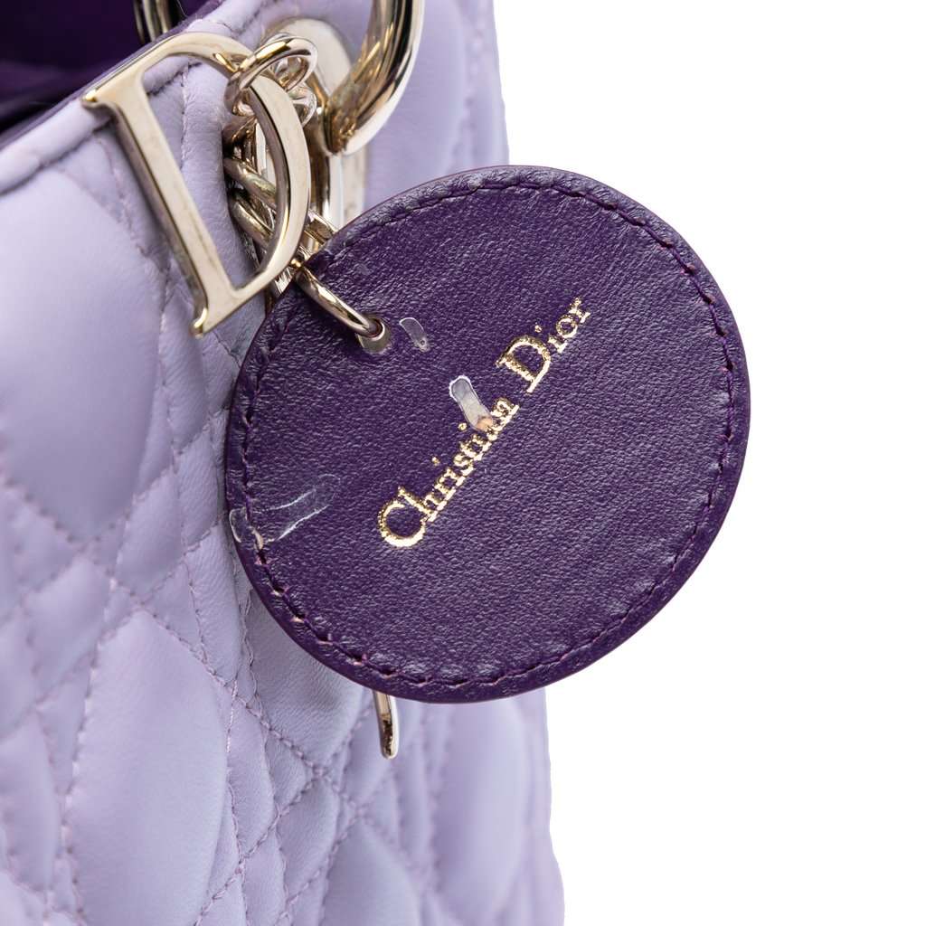 Dior Medium Tricolor Lambskin Cannage Lady Dior Purple Leather Very good condition - Box View