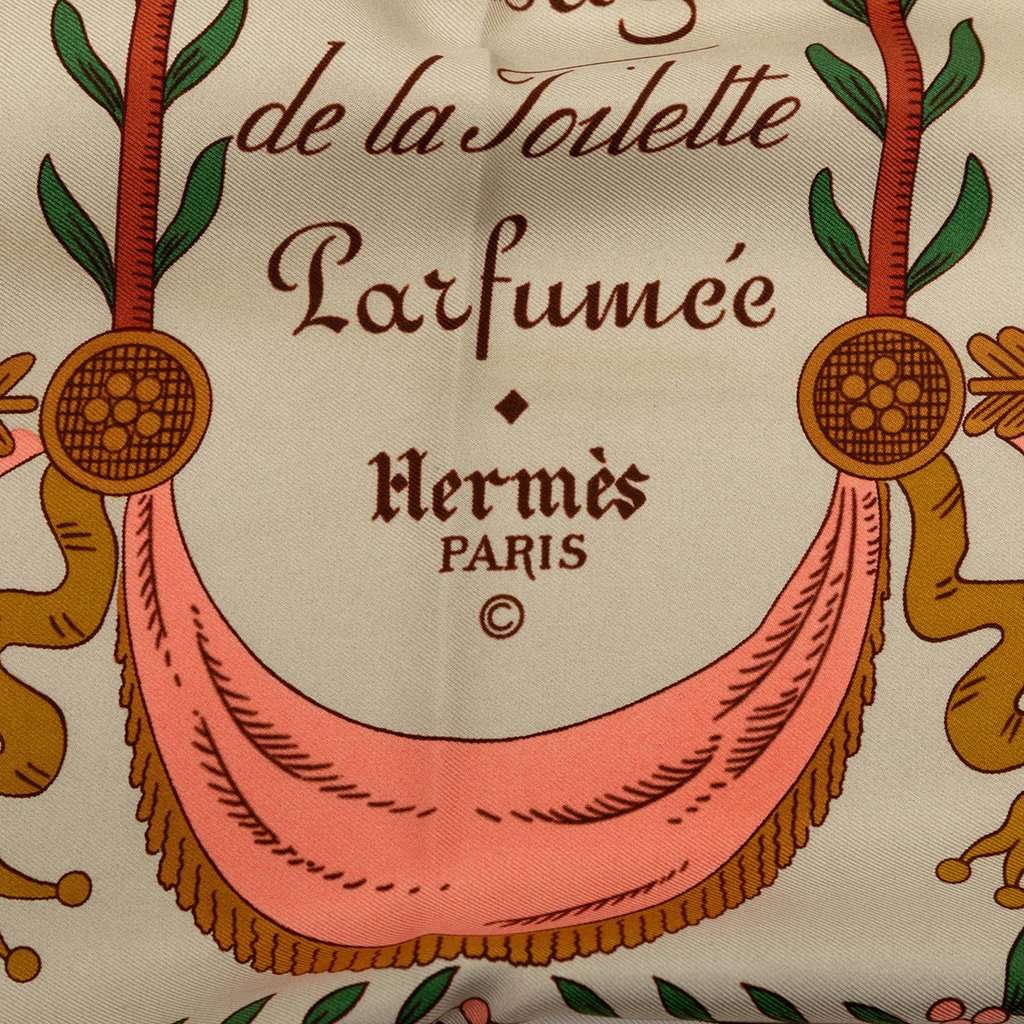 Hermès Huile Rafraichissante a L Usage de la Toilette Parfumee Silk Scarf 90 White Very good - Box View