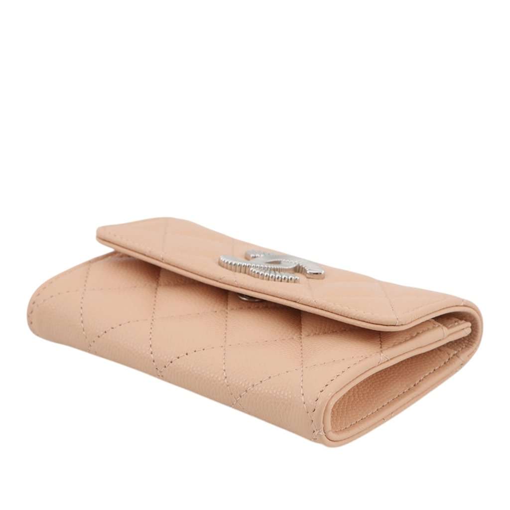 Chanel CC Quilted Caviar Card Holder Beige Leather Very good - Back View