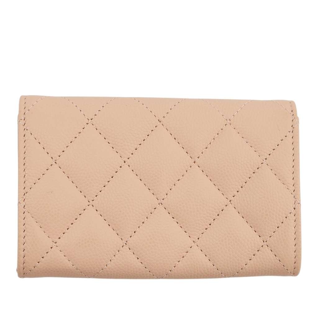 Chanel CC Quilted Caviar Card Holder Beige Leather Very good - Inside View