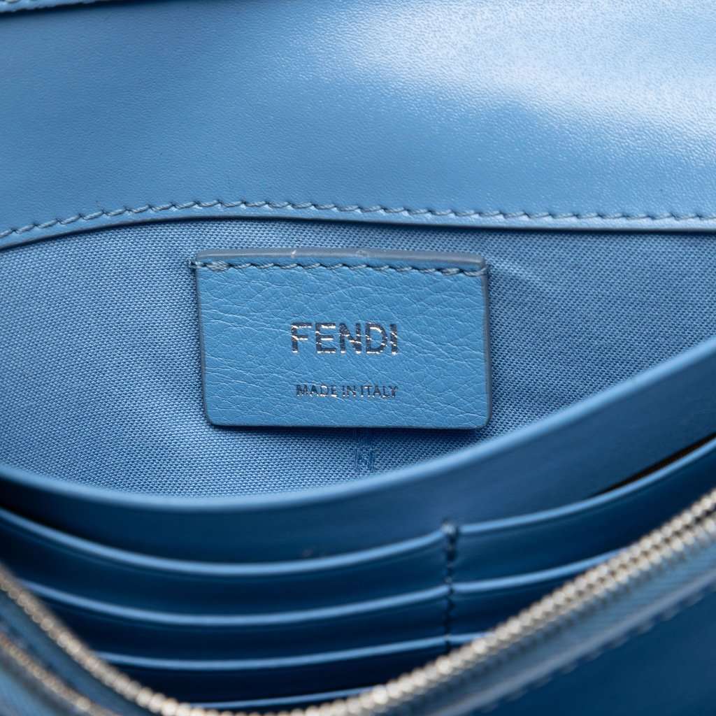 Fendi Calfskin F is Fendi Kan I Wallet on Chain Blue Leather Very good condition - Box View