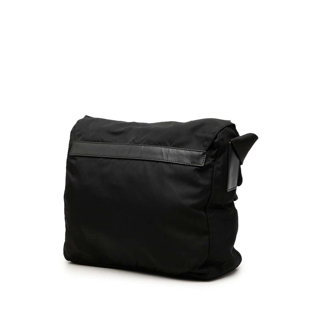 Prada Tessuto Zip Buckle Messenger Bag Black Very good - Back View