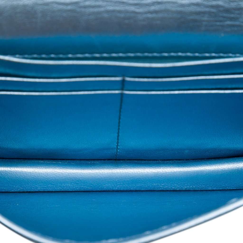 Prada Metallic Soft Calf Impunture Diagramme Wallet on Chain Blue Leather Very good condition - Model View