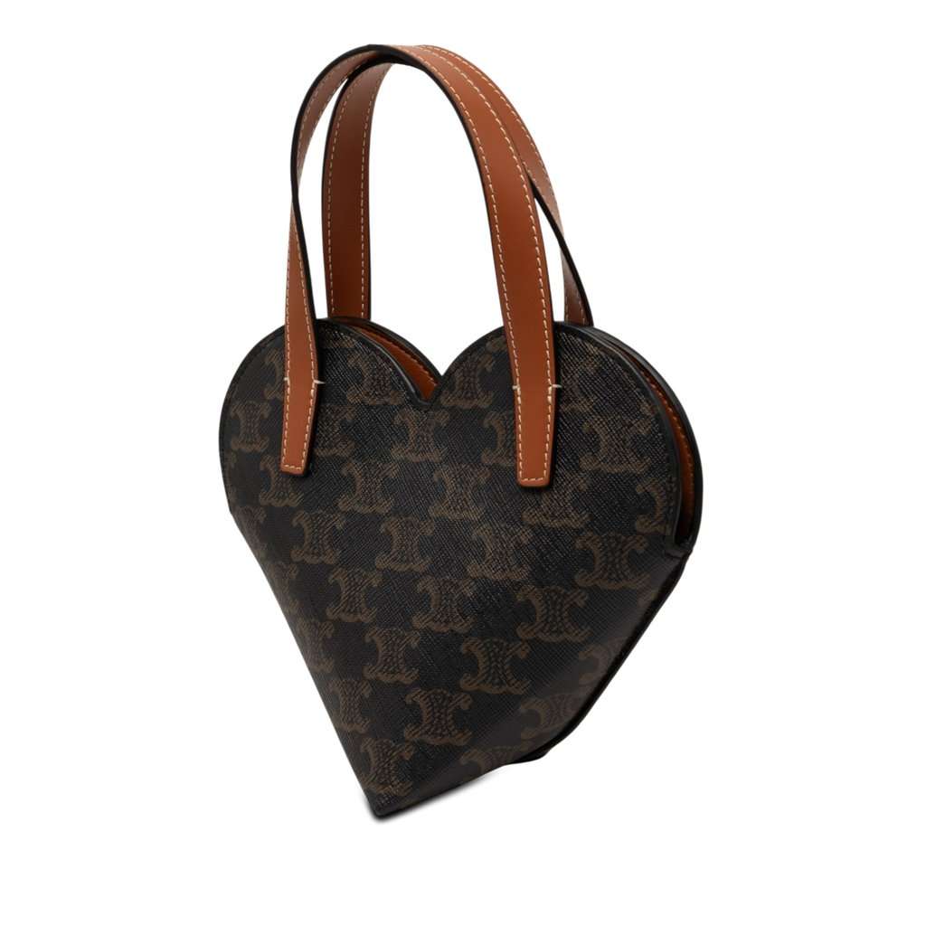 Celine Teen Triomphe Coated Canvas Coeur Satchel Brown Very good - Back View