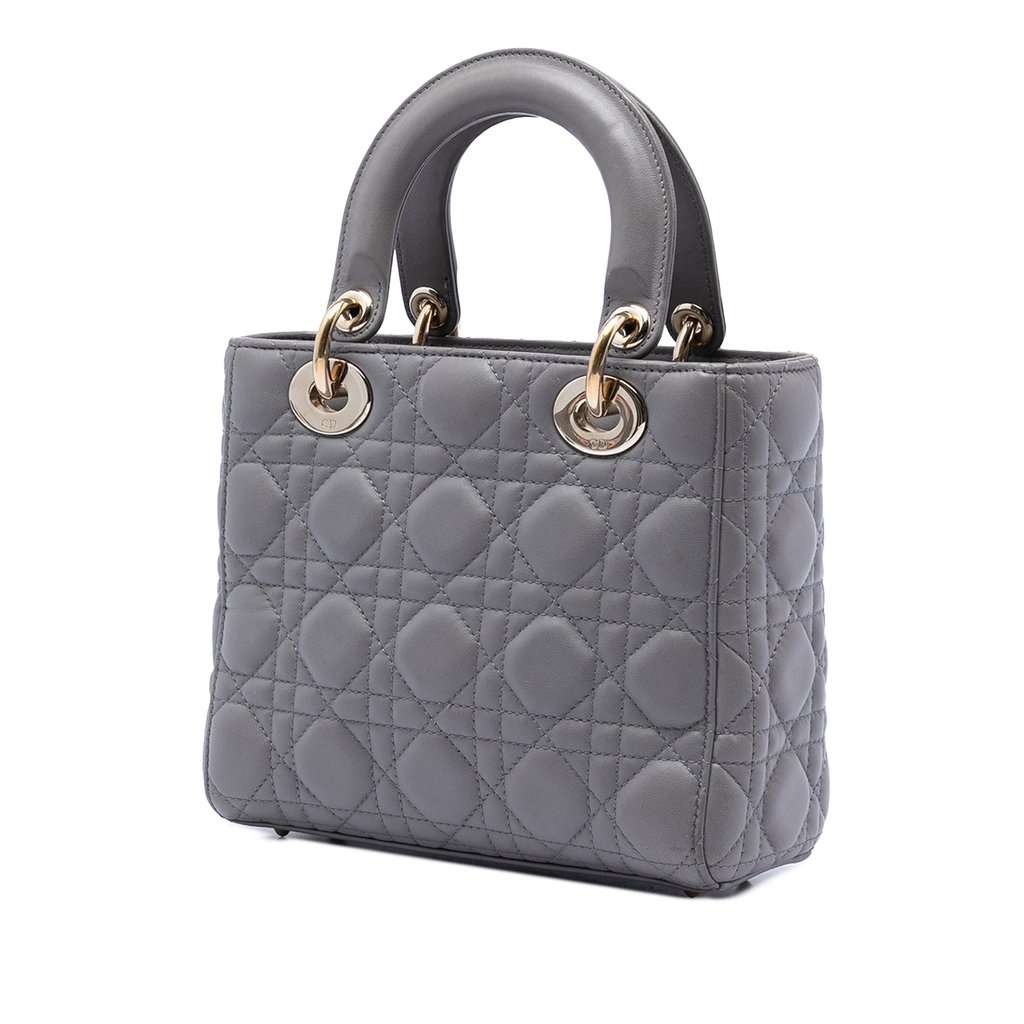 Dior Small Lambskin Cannage My ABCDior Lady Dior Grey Leather Very good - Back View
