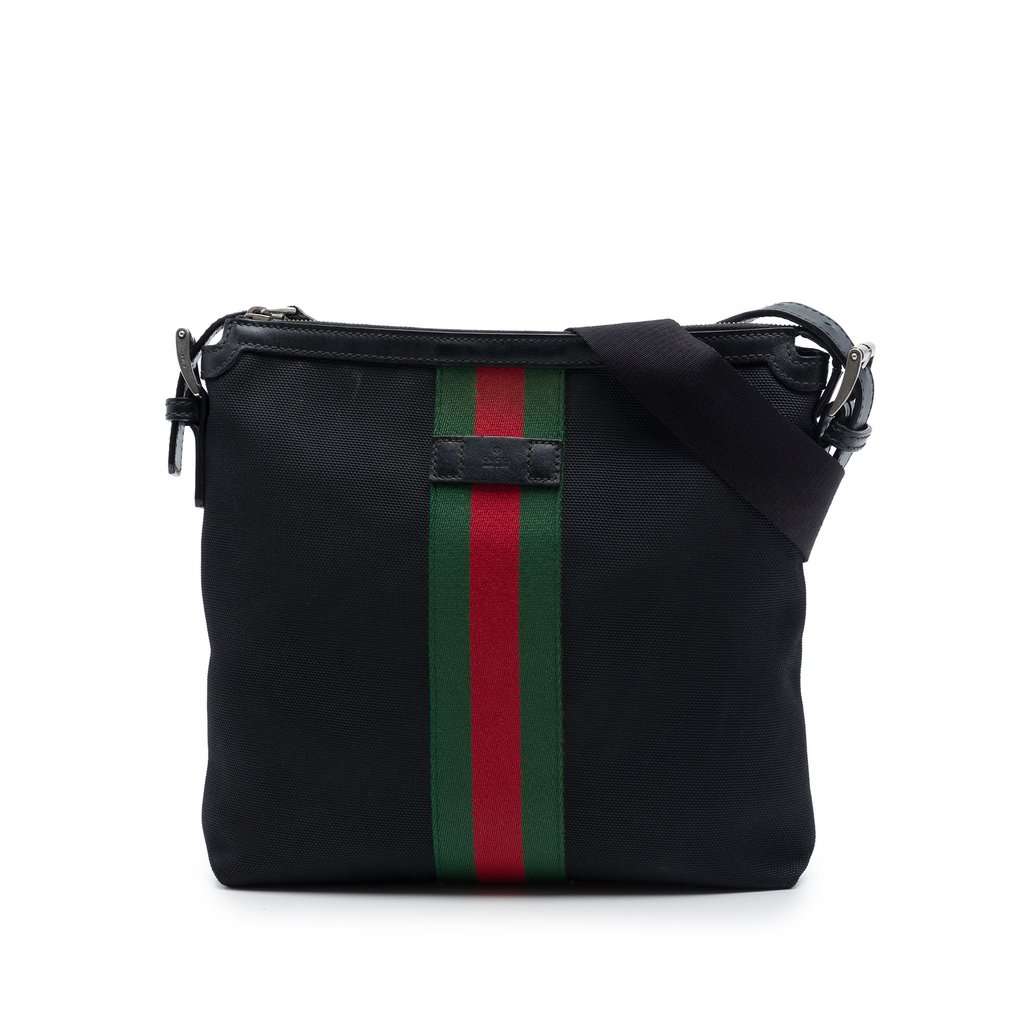 Gucci GG Techno Canvas Web Messenger Bag Black Very good condition - Front View