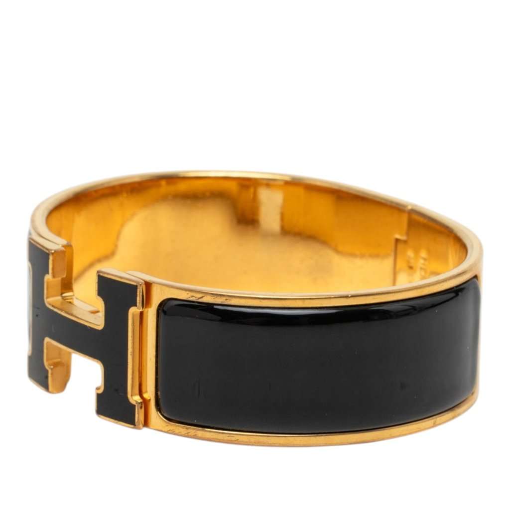 Hermès Wide Enamel Clic Clac H Bracelet PM Black Very good - Back View